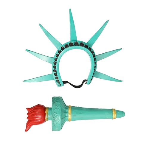 Freiheitsstatue, Kronen und Taschenlampen-Set für Damen, Teenager, Halloween-Kostüme, Cosplay-Requisiten, patriotisches Party-Zubehör, Statue der Krone und Taschenlampe, Kostüm-Set, Damen-Stirnband Freiheitsstatue, Kronen und Taschenlampen-Set für Damen, Teenager, Halloween-Kostüme, Cosplay-Requisiten, patriotisches Party-Zubehör, Statue der Krone und Taschenlampe, Kostüm-Set, Damen-Stirnband von CAZSTYK