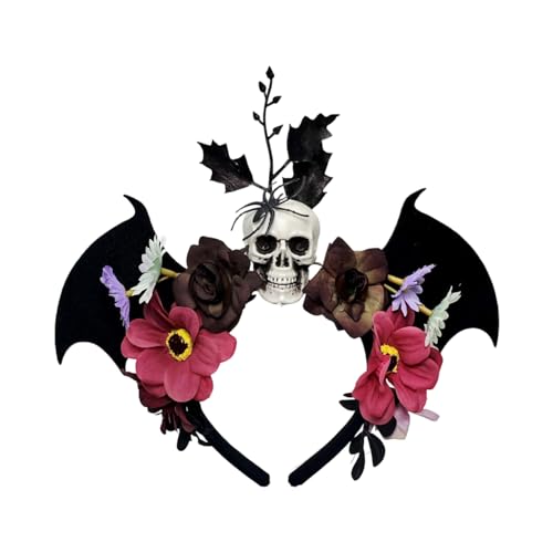 Leichtes Halloween-Stirnband mit realistischen Fledermäusen, Totenkopf, weich, für Erwachsene, Kinder, Kostümzubehör, leichtes Halloween-Kostüm-Zubehör von CAZSTYK