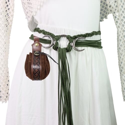 Mittelalterlicher Kostümgürtel mit passender geprägter Hüfttasche für Cosplay-Nachstellungen und heidnische Feste, Versammlungen, Mittelalterliche, verstellbare Hüfttasche von CAZSTYK