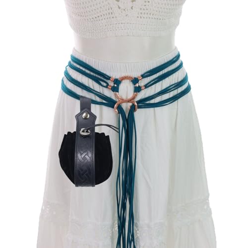 Mittelalterlicher Kostümgürtel mit passender geprägter Hüfttasche für Cosplay-Nachstellungen und heidnische Feste, Versammlungen, Mittelalterliche, verstellbare Hüfttasche von CAZSTYK