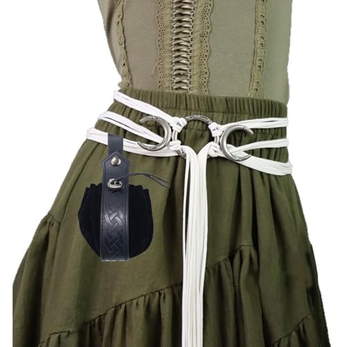 Mittelalterlicher Kostümgürtel mit passender geprägter Hüfttasche für Cosplay-Nachstellungen und heidnische Feste, Versammlungen, Mittelalterliche, verstellbare Hüfttasche von CAZSTYK
