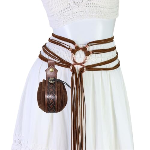 Mittelalterlicher Kostümgürtel mit passender geprägter Hüfttasche für Cosplay-Nachstellungen und heidnische Feste, Versammlungen, Mittelalterliche, verstellbare Hüfttasche von CAZSTYK