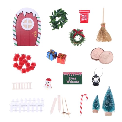 Weihnachtselfen Türszene Set Miniatur Zwerge Türzubehör Feen Haus Dekorative Kits für 1/12 Puppenhaus Landschaft Puppenzubehör Weihnachtselfen Türszene Set Miniatur Zwerge Türzubehör Feen Haus Dekorative Kits für 1/12 Puppenhaus Landschaft Puppenzubehör von CAZSTYK