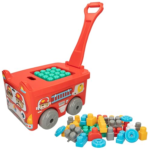 ColorBaby Color Block 47162 Bausteine für Babys, Trolley, Feuerwehrauto, 30 Stück, Verschiedene Formen, Steckspielzeug, Lernspielzeug, 18 Monate von COLORBABY