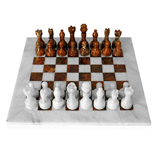 Schachbrett Naturmarmor Weiß Rot mit roten und weißen Schachbrettern Italian Marmor Tisch Chessboard 40x40 von CBAM