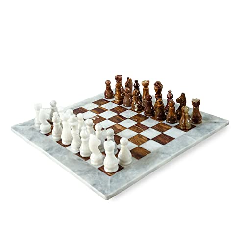 Schachbrett aus natürlichem Marmor, Weiß und Rot mit Schach rot und weiß Italienisch Marble Tisch Chessboard 30 x 30 cm von CBAM