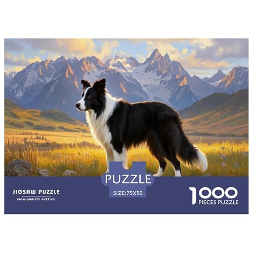 Border Collie Puzzle 1000 Teile Schwer Puzzle Spielzeug Lernspiel Impossible Herausforderungsspielzeug Für Erwachsene Und Kinder Ab 12 Jahren 1000pcs (75x50cm) von CBCoin