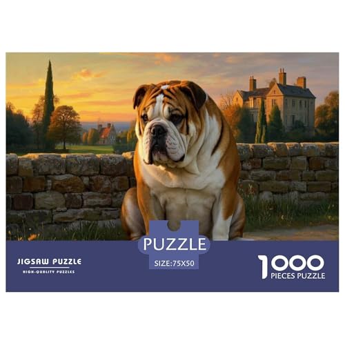 Bulldogge Puzzle 1000-teilige Schwer Puzzle Spielzeug Lernspiel Impossible Herausforderung Spielzeug Für Erwachsene Kinder 1000pcs (75x50cm) von CBCoin