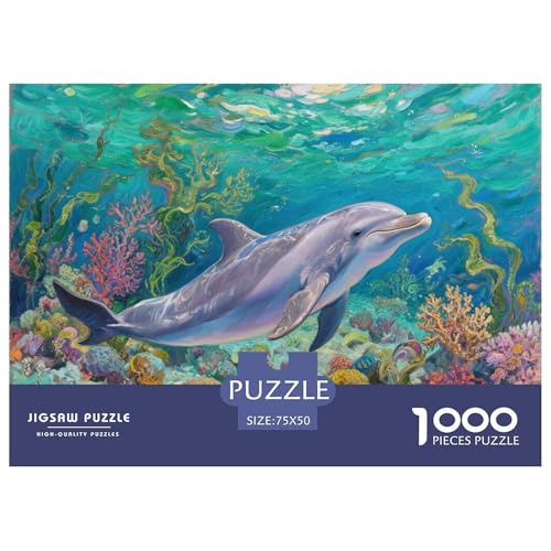 Delfin Puzzle 1000-teilige Schwer Puzzle Spielzeug Lernspiel Impossible Herausforderung Spielzeug Für Erwachsene Und Kinder Ab 12 Jahren 1000pcs (75x50cm) von CBCoin