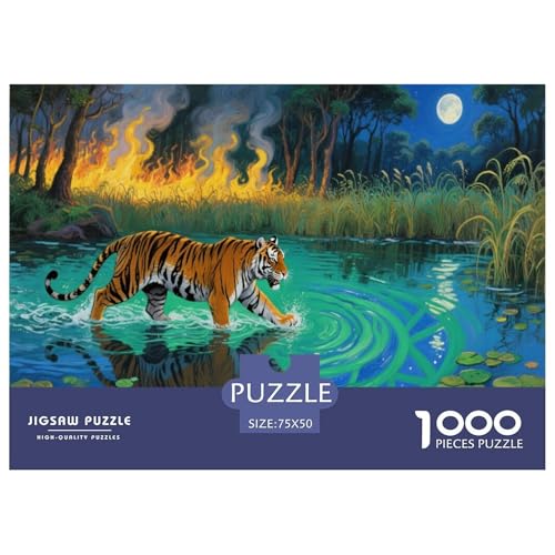 Der bengalische Tiger Puzzle 1000 Teile Schwer Puzzle Spielzeug Lernspiel Impossible Herausforderungsspielzeug Für Erwachsene Und Kinder Ab 12 Jahren 1000pcs (75x50cm) von CBCoin