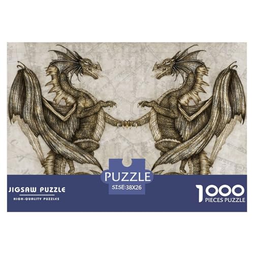 Drache Puzzle 1000-teilige Schwer Puzzle Spielzeug Pädagogisches Spiel Impossible Wyvern Herausforderungsspielzeug Für Erwachsene Und Kinder in Bewährter 38x26cm/1000pcs von CBCoin