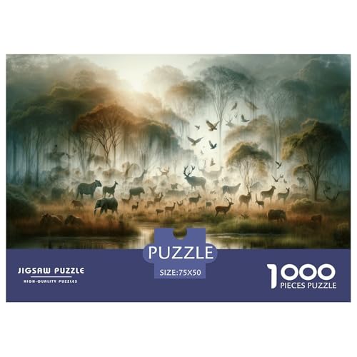 Dschungel-Tiere Puzzle 1000 Teile Schwer Puzzle Spielzeug Lernspiel Impossible Herausforderungsspielzeug Für Erwachsene Und Kinder in Bewährter 1000pcs (75x50cm) von CBCoin