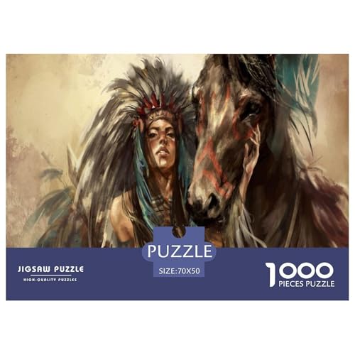 Eingeborener Häuptling Puzzles 1000 Teile Schwer Puzzle Spielzeug Lernspiel Impossible Stammesangehörige Herausforderung Spielzeug Für Erwachsene Und Kinder Ab 12 Jahren 70x50cm/1000pcs von CBCoin