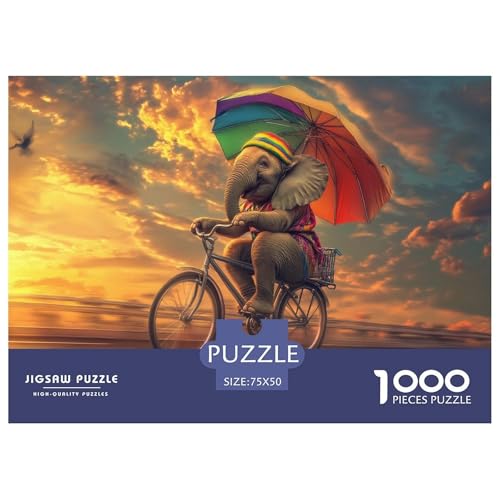 Elefant auf einem Fahrrad Puzzle 1000 Teile Schwer Puzzle Spielzeug Lernspiel Impossible Herausforderung Spielzeug Für Erwachsene Und Kinder Ab 14 Jahren 1000pcs (75x50cm) von CBCoin