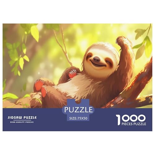 Faultier Puzzle 1000 Teile Schwer Puzzle Spielzeug Lernspiel Impossible Herausforderung Spielzeug Für Erwachsene Kinder 1000pcs (75x50cm) von CBCoin