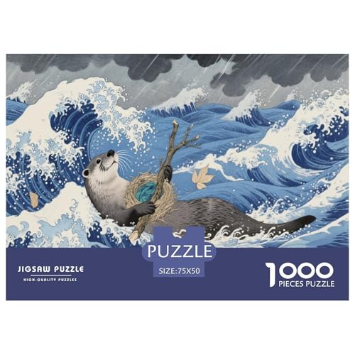 Fischotter Puzzle 1000-teilige Schwer Puzzle Spielzeug Lernspiel Impossible Herausforderung Spielzeug Für Erwachsene Und Kinder in Bewährter 1000pcs (75x50cm) von CBCoin