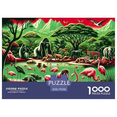 Flamingo Puzzle 1000-teilige Schwer Puzzle Spielzeug Lernspiel Impossible Jungle Animals Herausforderungsspielzeug Für Erwachsene Und Kinder Ab 12 Jahren 1000pcs (75x50cm) von CBCoin