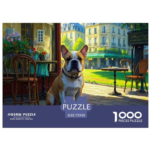 Französische Bulldogge Puzzle 1000-teilige Schwer Puzzle Spielzeug Lernspiel Impossible Herausforderungsspielzeug Für Erwachsene Und Kinder Ab 12 Jahren 1000pcs (75x50cm) von CBCoin