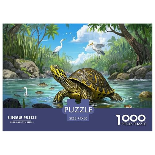 Gelbköpfige Tempelschildkröte Puzzle 1000 Teile Schwer Puzzle Spielzeug Pädagogisches Spiel Impossible Herausforderungsspielzeug Für Erwachsene Und Kinder Ab 14 Jahren 1000pcs (75x50cm) von CBCoin