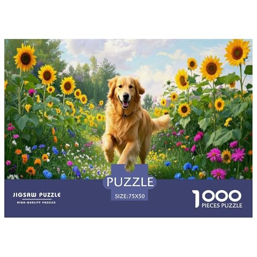 Golden Retriever Puzzle 1000-teilige Schwer Puzzle Spielzeug Lernspiel Impossible Herausforderungsspielzeug Für Erwachsene Und Kinder Ab 14 Jahren 1000pcs (75x50cm) von CBCoin