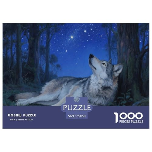 Grauer Wolf Puzzle 1000-teilige Schwer Puzzle Spielzeug Pädagogisches Spiel Impossible Herausforderungsspielzeug Für Erwachsene Und Kinder in Bewährter 1000pcs (75x50cm) von CBCoin