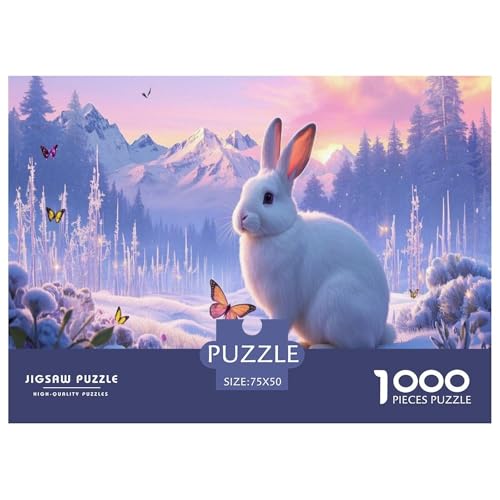 Himalayakaninchen Puzzle 1000-teilige Schwer Puzzle Spielzeug Lernspiel Impossible Herausforderung Spielzeug Für Erwachsene Und Kinder Ab 12 Jahren 1000pcs (75x50cm) von CBCoin