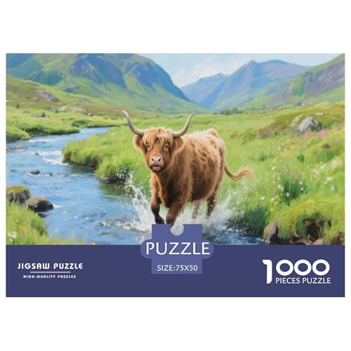 Hochlandrind Puzzle 1000 Teile Schwer Puzzle Spielzeug Lernspiel Impossible Herausforderung Spielzeug Für Erwachsene Kinder 1000pcs (75x50cm) von CBCoin