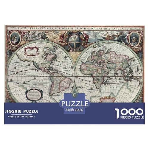 Karte Puzzles 1000 Teile Schwer Puzzle Spielzeug Lernspiel Impossible Atlas Herausforderung Spielzeug Für Erwachsene Kinder 38x26cm/1000pcs von CBCoin