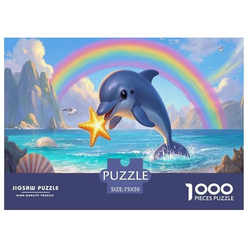 Kleiner Delfin Puzzle 1000 Teile Schwer Puzzle Spielzeug Pädagogisches Spiel Impossible Herausforderung Spielzeug Für Erwachsene Und Kinder Ab 14 Jahren 1000pcs (75x50cm) von CBCoin