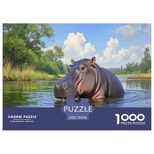 Kleines Nilpferd Puzzles 1000-teilige Schwer Puzzle Spielzeug Lernspiel Impossible Herausforderungsspielzeug Für Erwachsene Und Kinder in Bewährter 1000pcs (75x50cm) von CBCoin