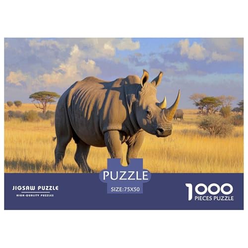 Kleines Rhinozeros Puzzle 1000 Teile Schwer Puzzle Spielzeug Pädagogisches Spiel Impossible Herausforderung Spielzeug Für Erwachsene Kinder 1000pcs (75x50cm) von CBCoin