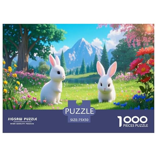 Kleines weißes Kaninchen Puzzle 1000 Teile Schwer Puzzle Spielzeug Pädagogisches Spiel Impossible Herausforderung Spielzeug Für Erwachsene Und Kinder in Bewährter 1000pcs (75x50cm) von CBCoin