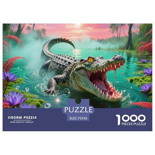 Krokodil Puzzles 1000 Teile Schwer Puzzle Spielzeug Pädagogisches Spiel Impossible Herausforderungsspielzeug Für Erwachsene Und Kinder Ab 14 Jahren 1000pcs (75x50cm) von CBCoin