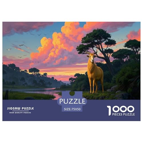 Mongolische Gazelle Puzzle 1000 Teile Schwer Puzzle Spielzeug Lernspiel Impossible Herausforderungsspielzeug Für Erwachsene Kinder 1000pcs (75x50cm) von CBCoin
