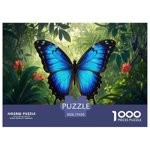 Morpho-Schmetterling Puzzle 1000 Teile Schwer Puzzle Spielzeug Pädagogisches Spiel Impossible Herausforderungsspielzeug Für Erwachsene Und Kinder Ab 12 Jahren 1000pcs (75x50cm) von CBCoin