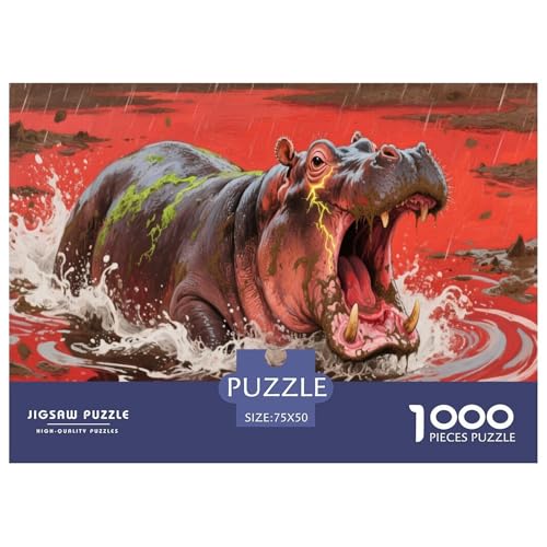Nilpferd Puzzle 1000 Teile Schwer Puzzle Spielzeug Lernspiel Impossible Herausforderung Spielzeug Für Erwachsene Und Kinder Ab 14 Jahren 1000pcs (75x50cm) von CBCoin