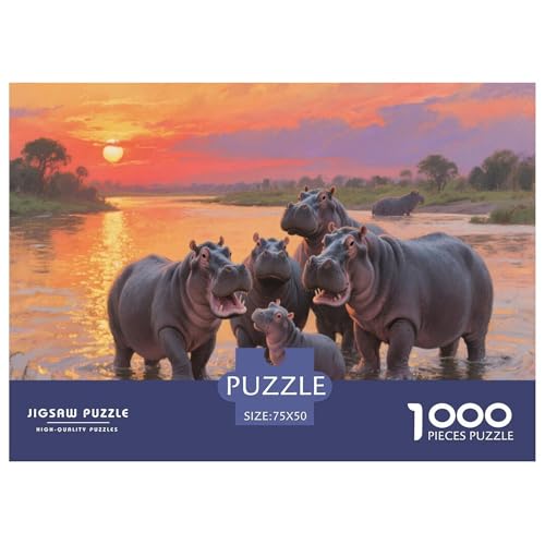 Nilpferd Puzzles 1000 Teile Schwer Puzzle Spielzeug Pädagogisches Spiel Impossible Herausforderung Spielzeug Für Erwachsene Kinder 1000pcs (75x50cm) von CBCoin