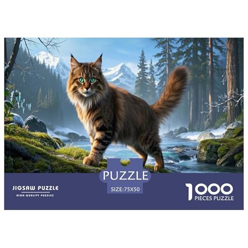 Norwegische Waldkatze Puzzles 1000 Teile Schwer Puzzle Spielzeug Lernspiel Impossible Herausforderung Spielzeug Für Erwachsene Und Kinder Ab 12 Jahren 1000pcs (75x50cm) von CBCoin