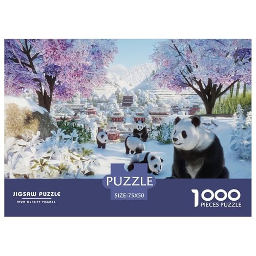 Panda Puzzle 1000-teilige Schwer Puzzle Spielzeug Lernspiel Impossible Herausforderungsspielzeug Für Erwachsene Und Kinder Ab 14 Jahren 1000pcs (75x50cm) von CBCoin