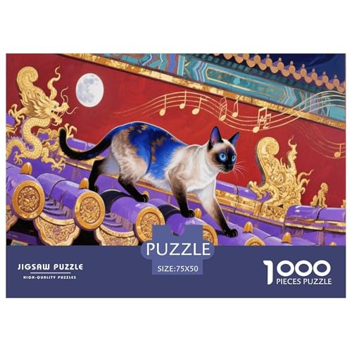 Perserkatze Puzzles 1000 Teile Schwer Puzzle Spielzeug Lernspiel Impossible Herausforderungsspielzeug Für Erwachsene Und Kinder Ab 14 Jahren 1000pcs (75x50cm) von CBCoin
