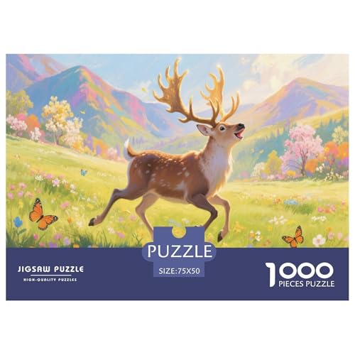 Rentier Puzzle 1000-teilige Schwer Puzzle Spielzeug Lernspiel Impossible Herausforderung Spielzeug Für Erwachsene Kinder 1000pcs (75x50cm) von CBCoin