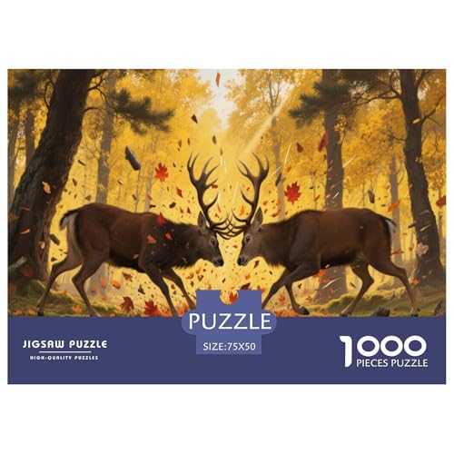 Rentier Puzzle 1000-teilige Schwer Puzzle Spielzeug Pädagogisches Spiel Impossible Herausforderung Spielzeug Für Erwachsene Und Kinder in Bewährter 1000pcs (75x50cm) von CBCoin
