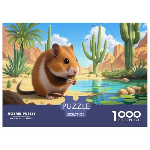 Roborowski-Zwerghamster Puzzles 1000-teilige Schwer Puzzle Spielzeug Lernspiel Impossible Herausforderungsspielzeug Für Erwachsene Kinder 1000pcs (75x50cm) von CBCoin
