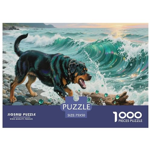 Rottweiler Puzzle 1000 Teile Schwer Puzzle Spielzeug Pädagogisches Spiel Impossible Herausforderungsspielzeug Für Erwachsene Und Kinder Ab 14 Jahren 1000pcs (75x50cm) von CBCoin