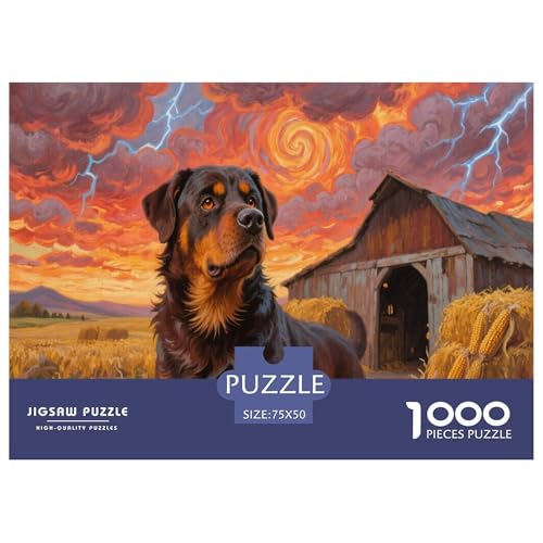 Rottweiler Puzzles 1000 Teile Schwer Puzzle Spielzeug Lernspiel Impossible Herausforderung Spielzeug Für Erwachsene Und Kinder Ab 12 Jahren 1000pcs (75x50cm) von CBCoin
