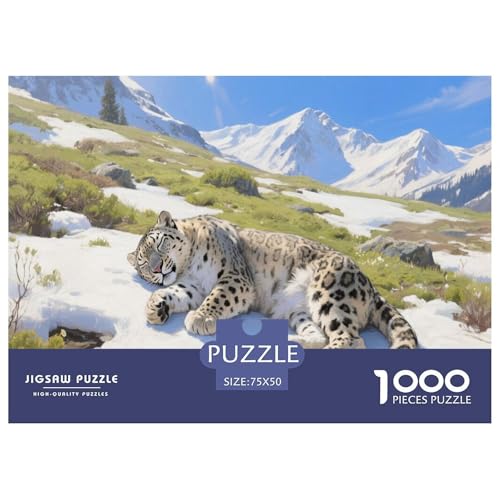 Schneeleopard Puzzle 1000-teilige Schwer Puzzle Spielzeug Pädagogisches Spiel Impossible Herausforderung Spielzeug Für Erwachsene Kinder 1000pcs (75x50cm) von CBCoin