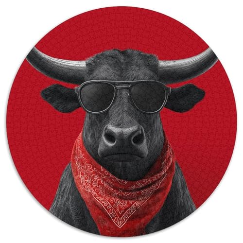 Schwarzer Stier Puzzle 1000-teilige Schwer Puzzle Spielzeug Lernspiel Impossible Schwarzer Ochse Herausforderung Spielzeug Für Erwachsene Und Kinder Ab 14 Jahren 1000pcs (67.5x67.5cm) von CBCoin