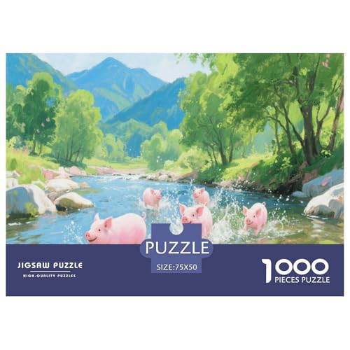 Schwein Puzzle 1000 Teile Schwer Puzzle Spielzeug Lernspiel Impossible Herausforderung Spielzeug Für Erwachsene Und Kinder in Bewährter 1000pcs (75x50cm) von CBCoin