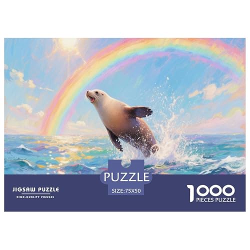 Seehund Puzzle 1000 Teile Schwer Puzzle Spielzeug Lernspiel Impossible Herausforderungsspielzeug Für Erwachsene Und Kinder in Bewährter 1000pcs (75x50cm) von CBCoin