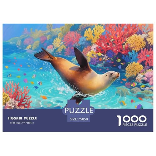 Seelöwe Puzzles 1000-teilige Schwer Puzzle Spielzeug Lernspiel Impossible Herausforderungsspielzeug Für Erwachsene Kinder 1000pcs (75x50cm) von CBCoin